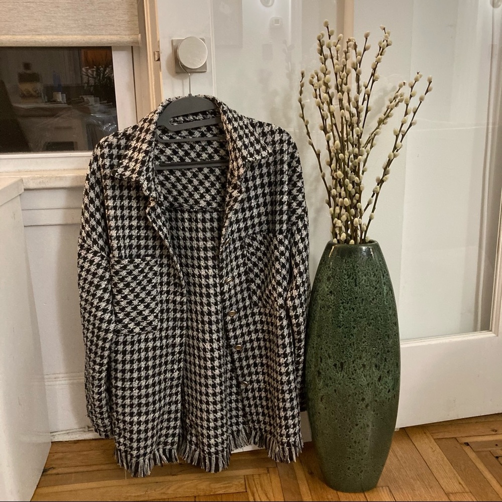 Nasty Gal Black & White Houndstooth Shacket S